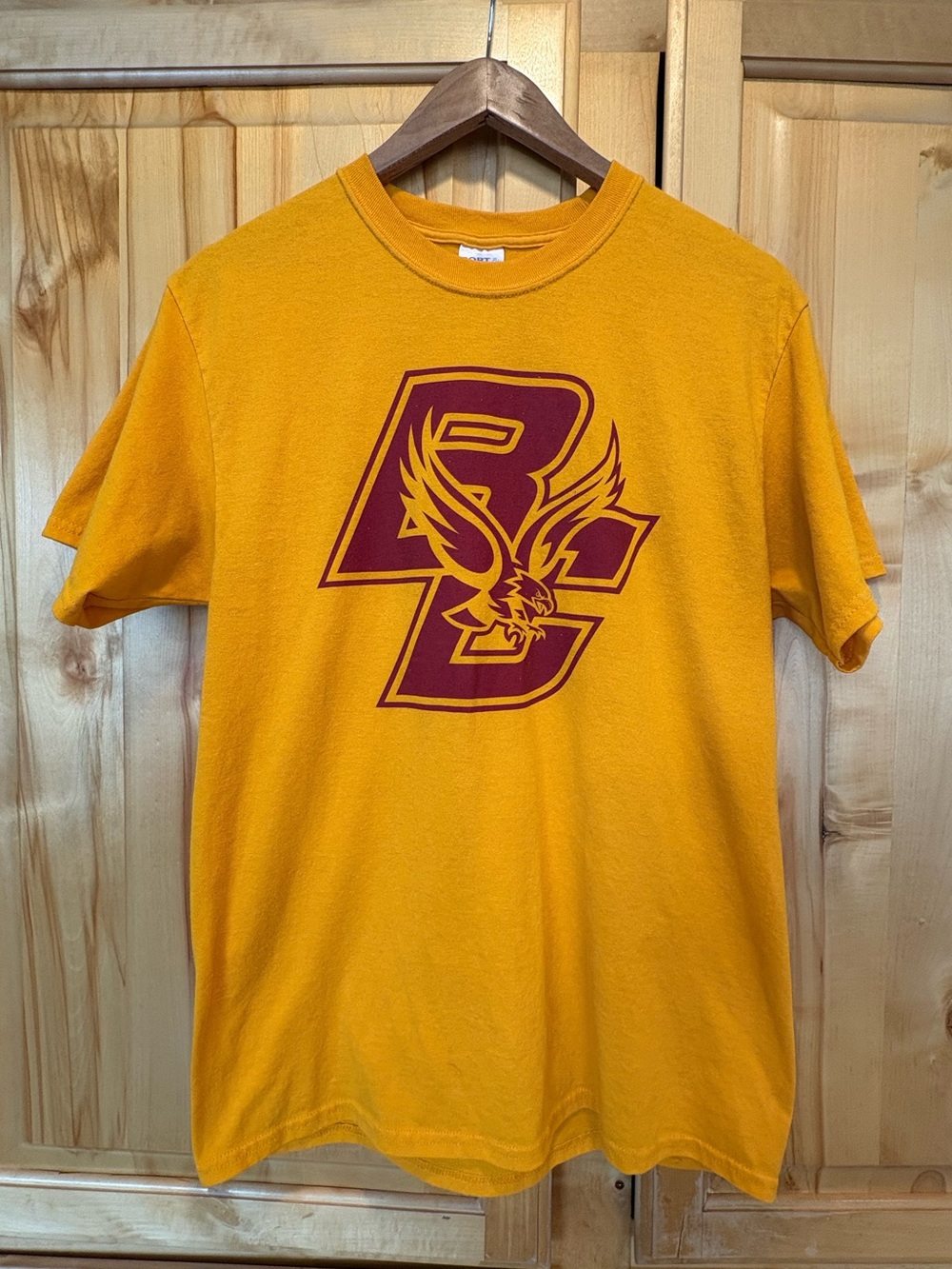 Boston College Port and Company Gold Short-Sleeve Tee with Maroon BC Graphic